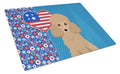 Toy Apricot Poodle USA American Cutting Board Tempered Glass Kitchen Cutting Surface, Heat Resistant Chopping, Non-Slip Feet, Food Prep & Serving