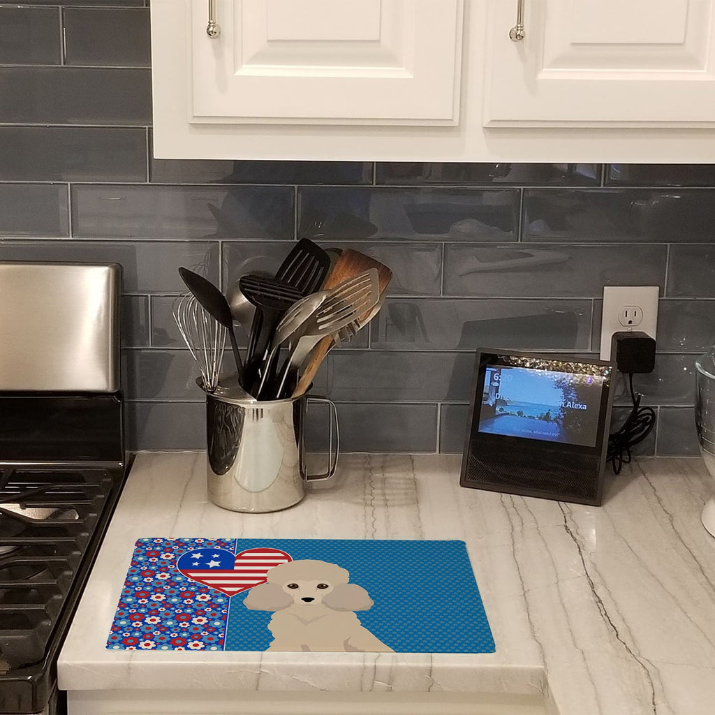 Toy Cream Poodle USA American Cutting Board Tempered Glass Kitchen Cutting Surface, Heat Resistant Chopping, Non-Slip Feet, Food Prep & Serving