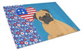 Apricot Pug USA American Cutting Board Tempered Glass Kitchen Cutting Surface, Heat Resistant Chopping, Non-Slip Feet, Food Prep & Serving