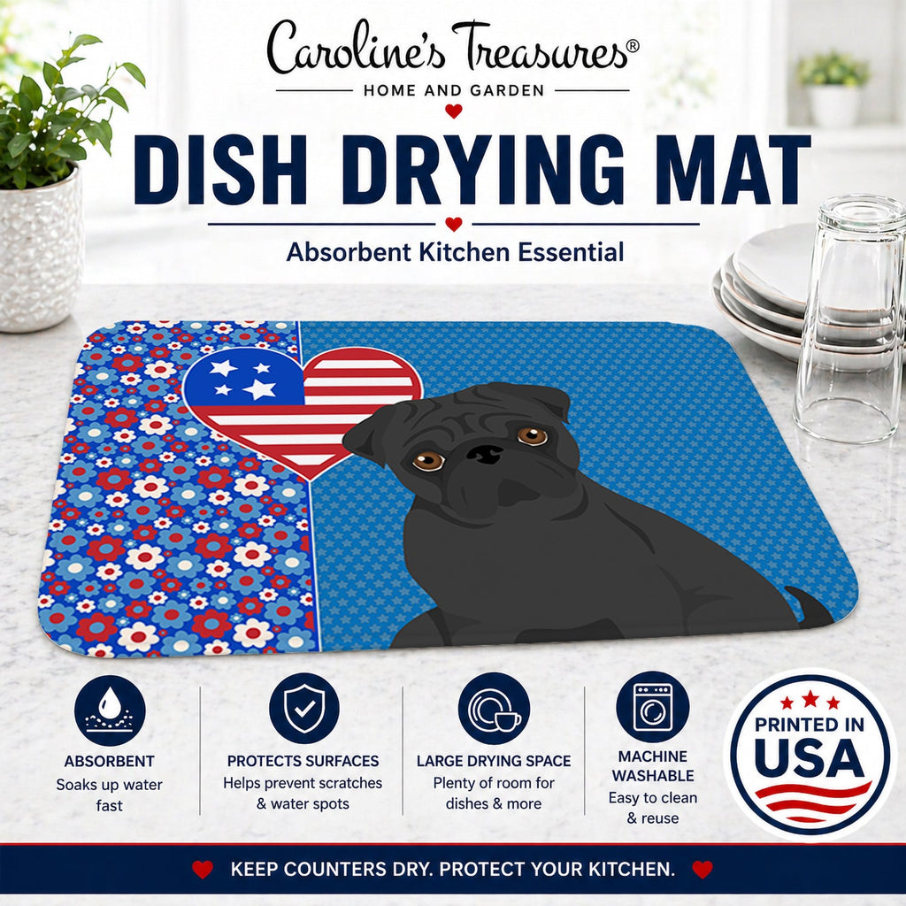 Black Pug USA American Dish Drying Mat Absorbent Dish Drying Mat Pad for Kitchen Counter Dish Drainer Mat for Countertop, 14 x 21", Multicolor