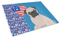 Fawn Pug USA American Cutting Board Tempered Glass Kitchen Cutting Surface, Heat Resistant Chopping, Non-Slip Feet, Food Prep & Serving