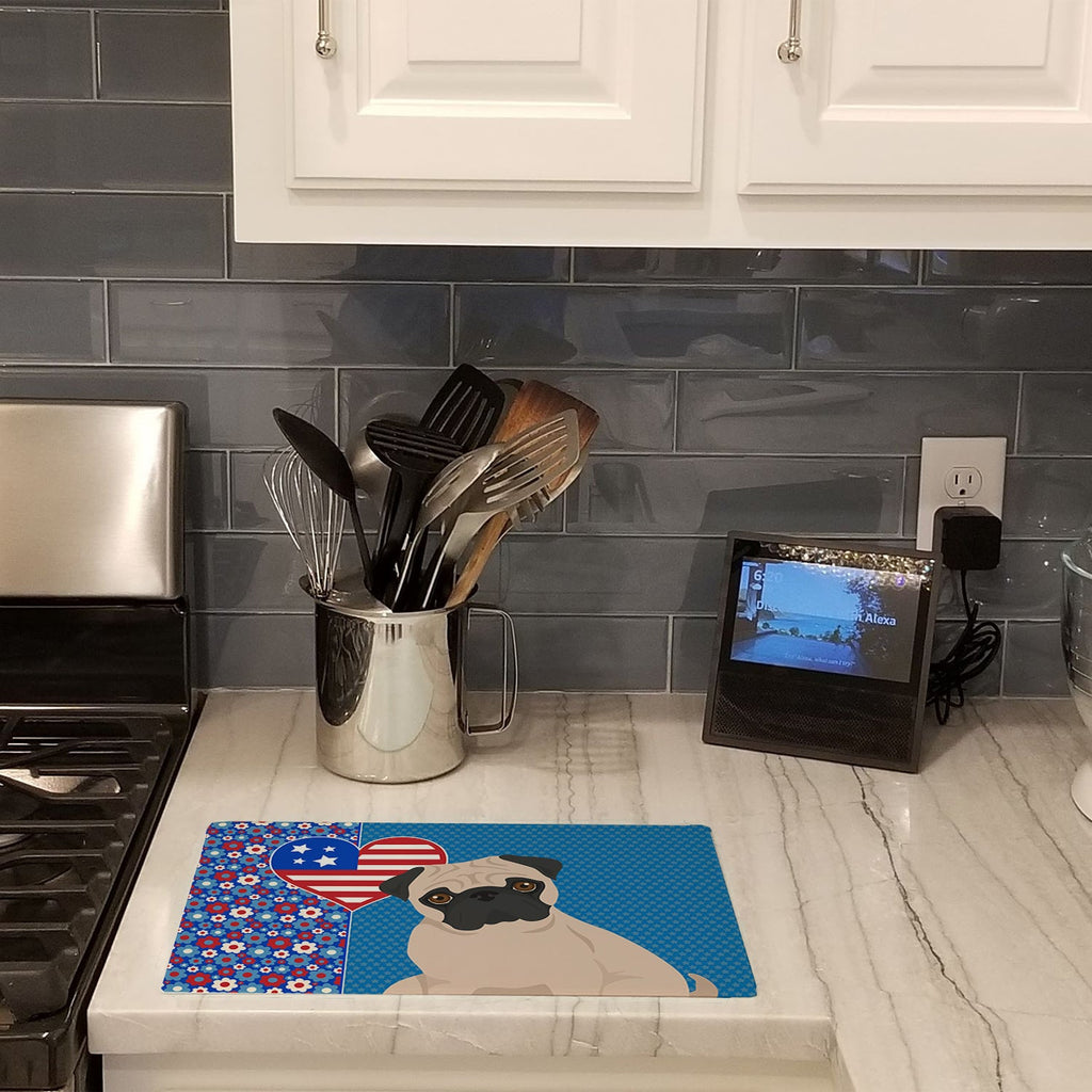 Fawn Pug USA American Cutting Board Tempered Glass Kitchen Cutting Surface, Heat Resistant Chopping, Non-Slip Feet, Food Prep & Serving