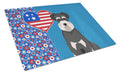 Black and Silver Natural Ears Schnauzer USA American Cutting Board Tempered Glass Kitchen Cutting Surface, Heat Resistant Chopping, Non-Slip Feet, Food Prep & Serving