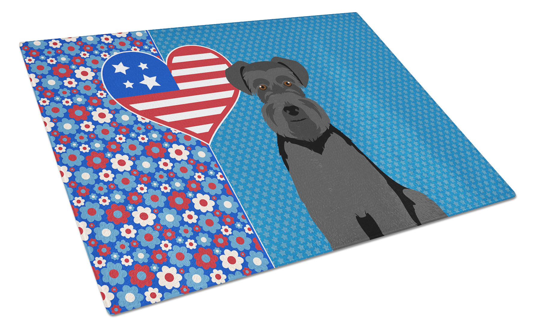 Black Natural Ears Schnauzer USA American Cutting Board Tempered Glass Kitchen Cutting Surface, Heat Resistant Chopping, Non-Slip Feet, Food Prep & Serving