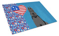 Black Schnauzer USA American Cutting Board Tempered Glass Kitchen Cutting Surface, Heat Resistant Chopping, Non-Slip Feet, Food Prep & Serving