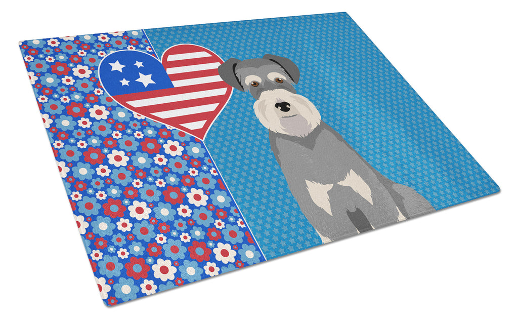 Salt Pepper Natural Ears Schnauzer USA American Cutting Board Tempered Glass Kitchen Cutting Surface, Heat Resistant Chopping, Non-Slip Feet, Food Prep & Serving