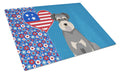 Salt Pepper Natural Ears Schnauzer USA American Cutting Board Tempered Glass Kitchen Cutting Surface, Heat Resistant Chopping, Non-Slip Feet, Food Prep & Serving