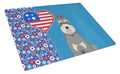 Salt Pepper Schnauzer USA American Cutting Board Tempered Glass Kitchen Cutting Surface, Heat Resistant Chopping, Non-Slip Feet, Food Prep & Serving