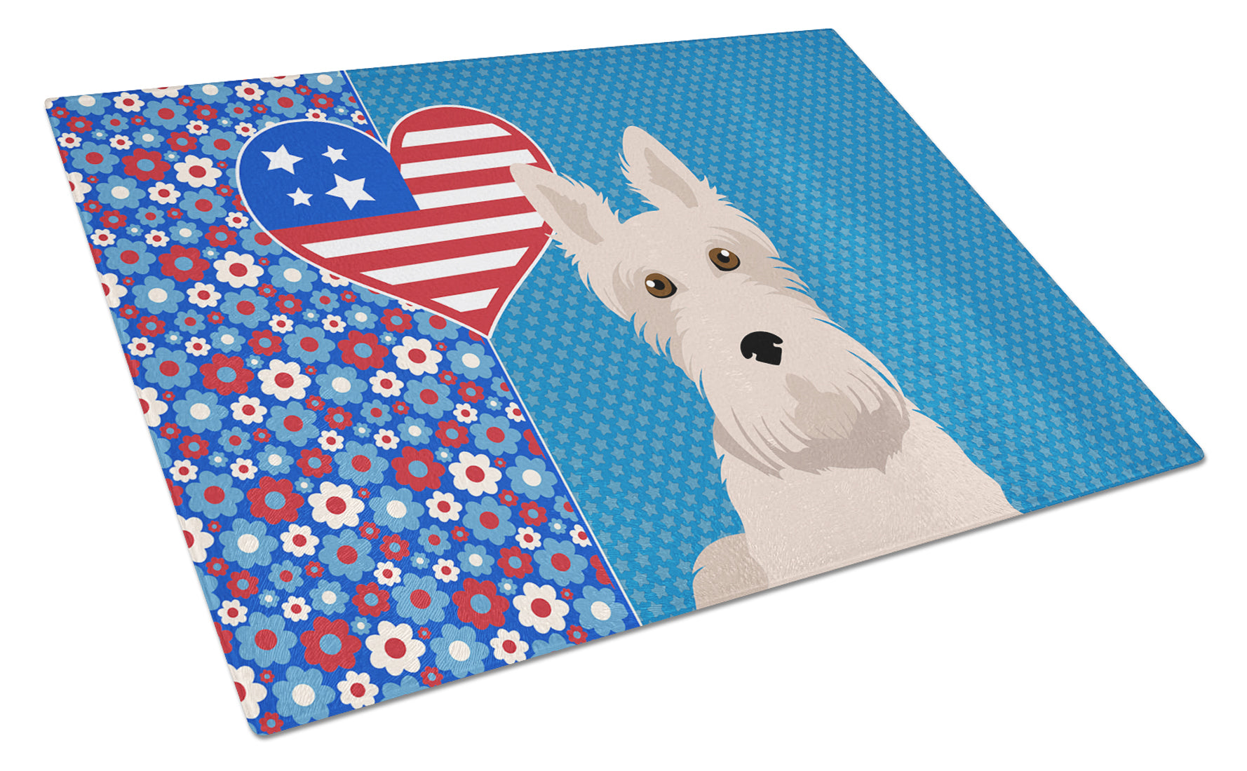 Wheaten Scottish Terrier USA American Cutting Board Tempered Glass Kitchen Cutting Surface, Heat Resistant Chopping, Non-Slip Feet, Food Prep & Serving