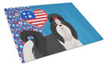 Black and White Shih Tzu USA American Cutting Board Tempered Glass Kitchen Cutting Surface, Heat Resistant Chopping, Non-Slip Feet, Food Prep & Serving