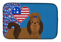 Red Shih Tzu USA American Dish Drying Mat Absorbent Dish Drying Mat Pad for Kitchen Counter Dish Drainer Mat for Countertop, 14 x 21", Multicolor