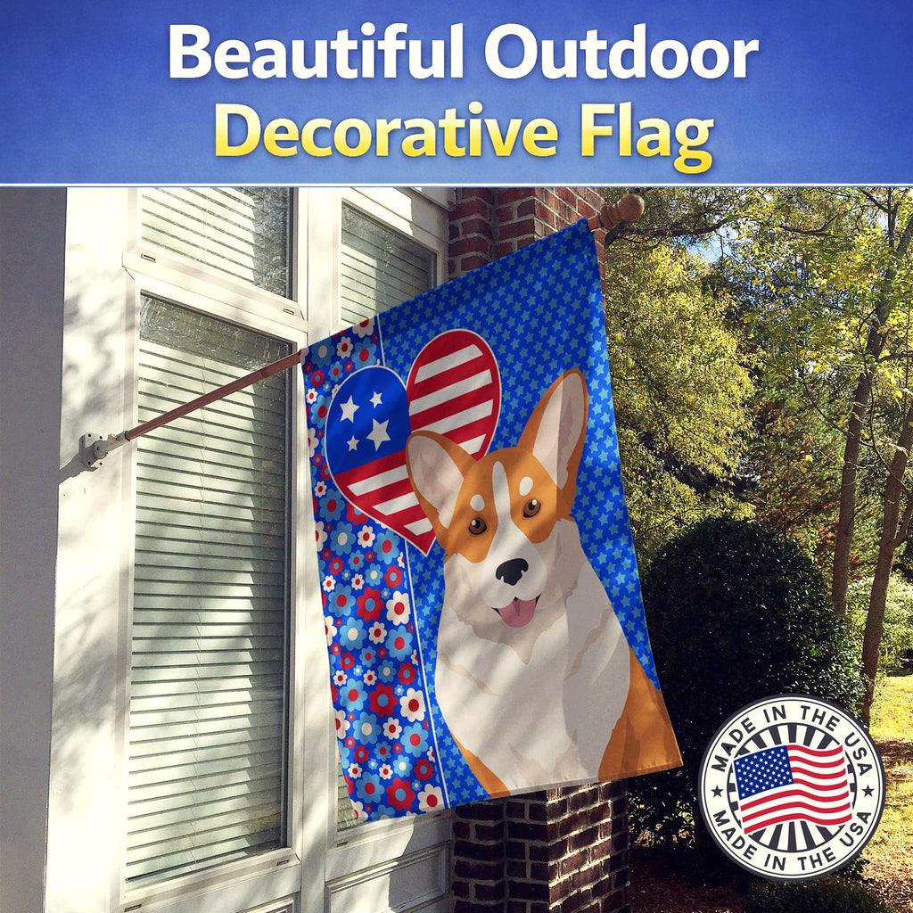 Red Cardigan Corgi USA American House Flag 28x40 Porch Sleeve Pole Decorative Outside Yard Banner Artwork Wall Hanging, Polyester