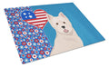Westie West Highland White Terrier USA American Cutting Board Tempered Glass Kitchen Cutting Surface, Heat Resistant Chopping, Non-Slip Feet, Food Prep & Serving
