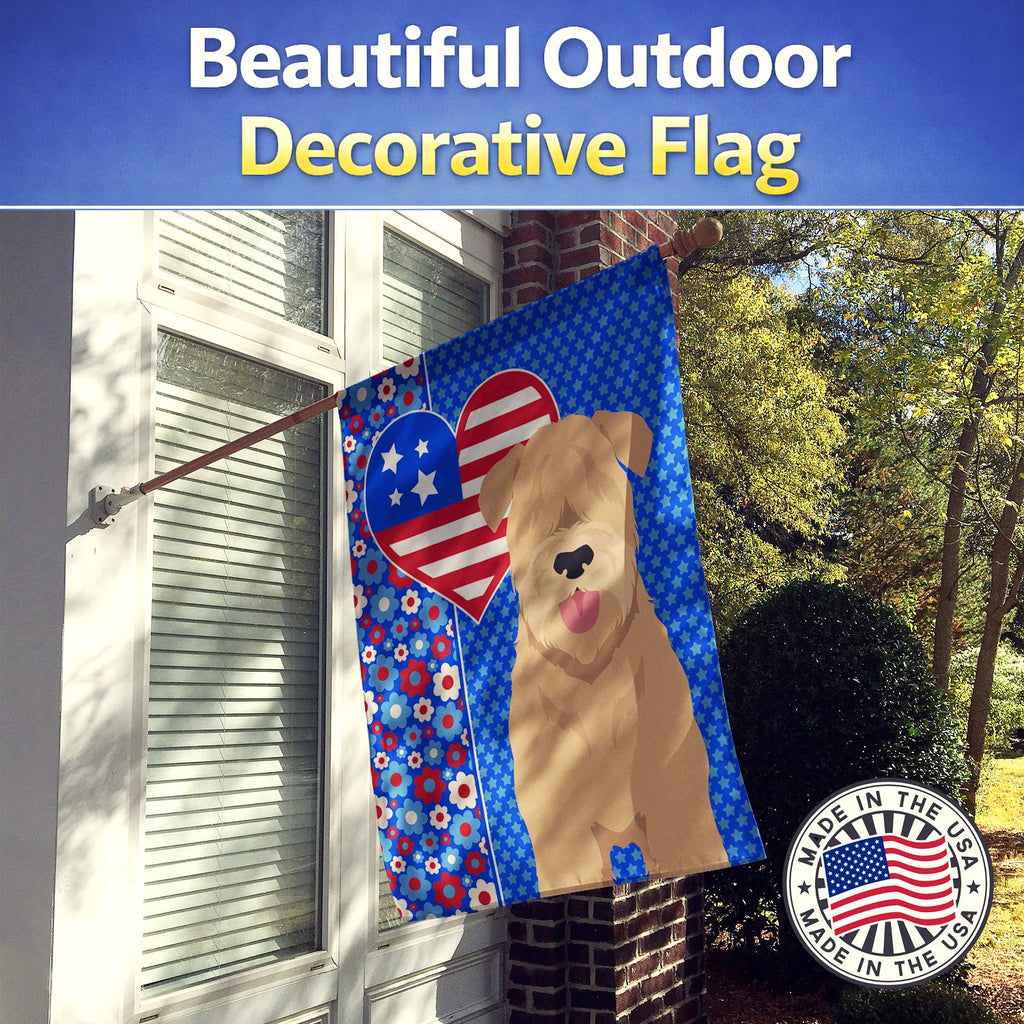 Red Wheaten Terrier USA American House Flag 28x40 Porch Sleeve Pole Decorative Outside Yard Banner Artwork Wall Hanging, Polyester