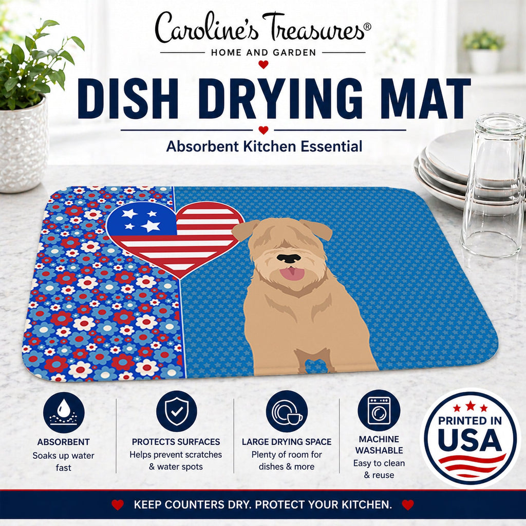 Red Wheaten Terrier USA American Dish Drying Mat Absorbent Dish Drying Mat Pad for Kitchen Counter Dish Drainer Mat for Countertop, 14 x 21", Multicolor