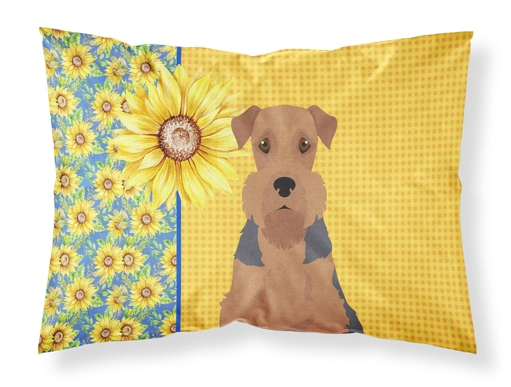 Summer Sunflowers Grizzle and Tan Airedale Terrier Standard Pillowcase Lightweight Super Soft Easy Care Decorative Artwork Pillowcase, Standard