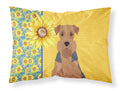 Summer Sunflowers Grizzle and Tan Airedale Terrier Standard Pillowcase Lightweight Super Soft Easy Care Decorative Artwork Pillowcase, Standard