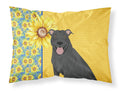 Summer Sunflowers Black Pit Bull Terrier Standard Pillowcase Lightweight Super Soft Easy Care Decorative Artwork Pillowcase, Standard