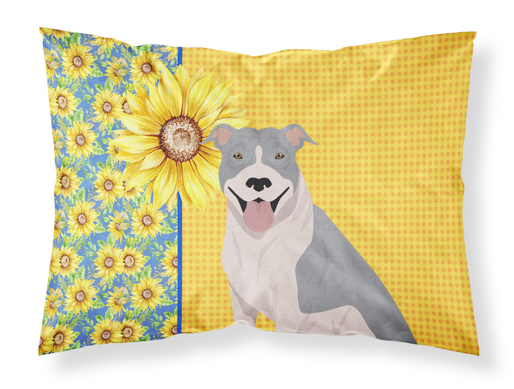 Summer Sunflowers Blue and White Pit Bull Terrier Standard Pillowcase Lightweight Super Soft Easy Care Decorative Artwork Pillowcase, Standard