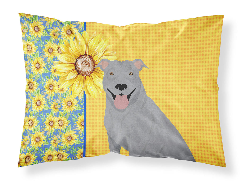 Summer Sunflowers Blue Pit Bull Terrier Standard Pillowcase Lightweight Super Soft Easy Care Decorative Artwork Pillowcase, Standard