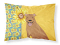Summer Sunflowers Red Pit Bull Terrier Standard Pillowcase Lightweight Super Soft Easy Care Decorative Artwork Pillowcase, Standard