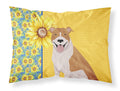 Summer Sunflowers Red and White Pit Bull Terrier Standard Pillowcase Lightweight Super Soft Easy Care Decorative Artwork Pillowcase, Standard