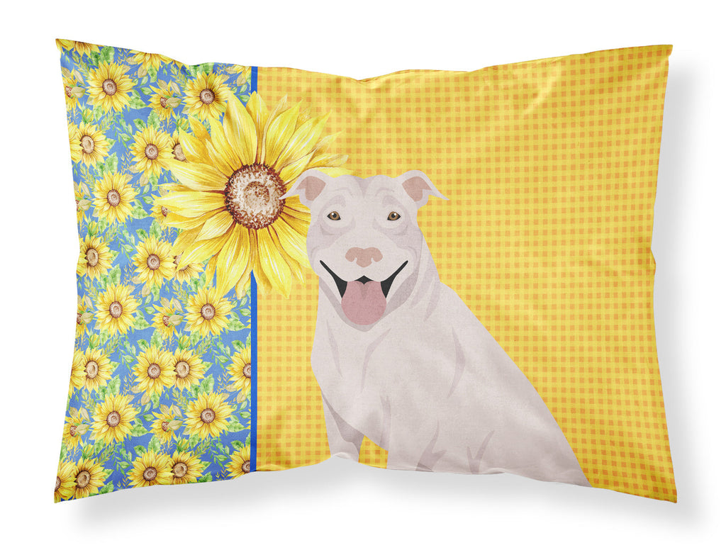 Summer Sunflowers White Pit Bull Terrier Standard Pillowcase Lightweight Super Soft Easy Care Decorative Artwork Pillowcase, Standard