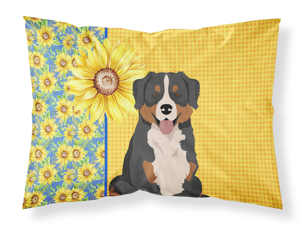 Summer Sunflowers Bernese Mountain Dog Standard Pillowcase Lightweight Super Soft Easy Care Decorative Artwork Pillowcase, Standard