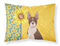 Summer Sunflowers Red Boston Terrier Standard Pillowcase Lightweight Super Soft Easy Care Decorative Artwork Pillowcase, Standard