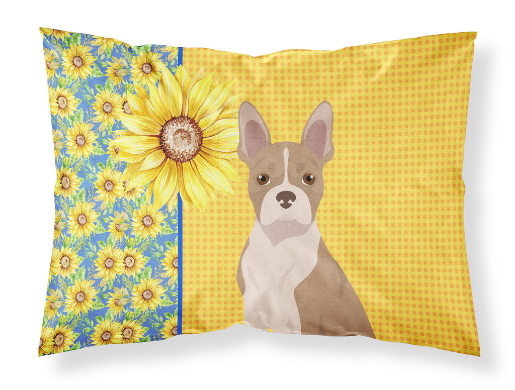 Summer Sunflowers Fawn Boston Terrier Standard Pillowcase Lightweight Super Soft Easy Care Decorative Artwork Pillowcase, Standard