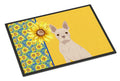 Summer Sunflowers White Boston Terrier Doormat Indoor Outdoor 24H X 36W Front Door Mat Rugs for Entryway, Non Slip Washable Low Pile,