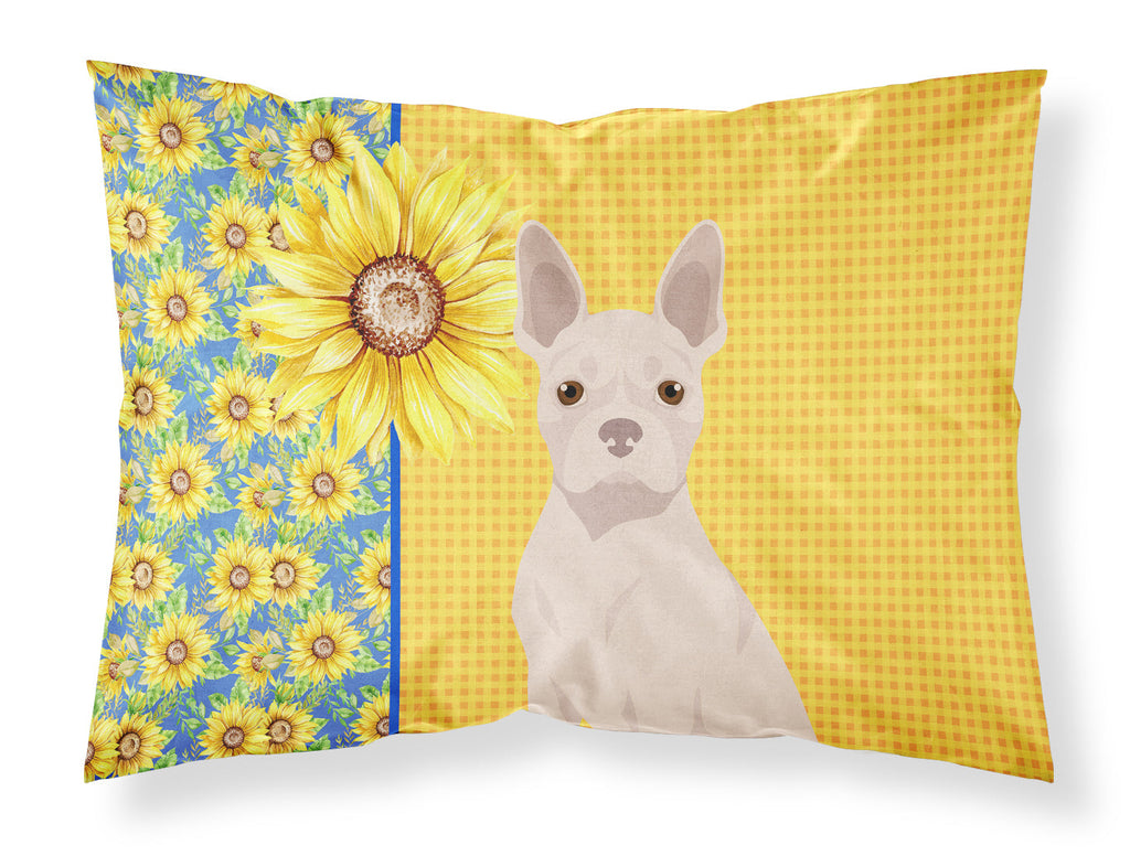 Summer Sunflowers White Boston Terrier Standard Pillowcase Lightweight Super Soft Easy Care Decorative Artwork Pillowcase, Standard