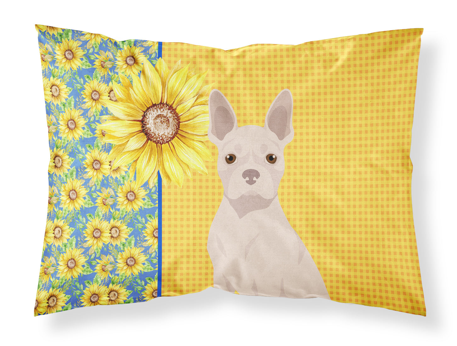 Summer Sunflowers White Boston Terrier Standard Pillowcase Lightweight Super Soft Easy Care Decorative Artwork Pillowcase, Standard