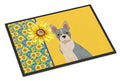 Summer Sunflowers Blue Boston Terrier Doormat Indoor Outdoor 24H X 36W Front Door Mat Rugs for Entryway, Non Slip Washable Low Pile,