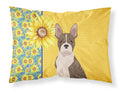 Summer Sunflowers Brindle Boston Terrier Standard Pillowcase Lightweight Super Soft Easy Care Decorative Artwork Pillowcase, Standard
