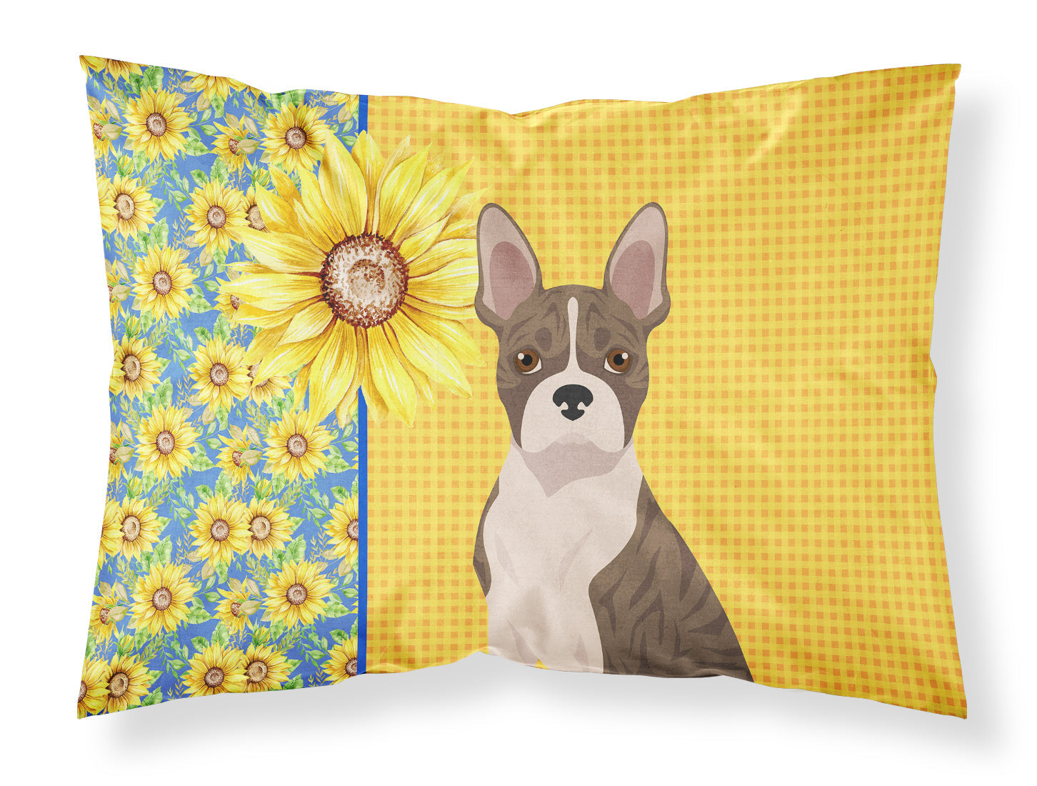 Summer Sunflowers Brindle Boston Terrier Standard Pillowcase Lightweight Super Soft Easy Care Decorative Artwork Pillowcase, Standard