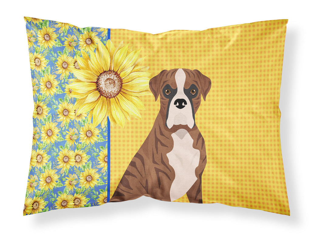 Summer Sunflowers Natural Eared Red Brindle Boxer Standard Pillowcase Lightweight Super Soft Easy Care Decorative Artwork Pillowcase, Standard