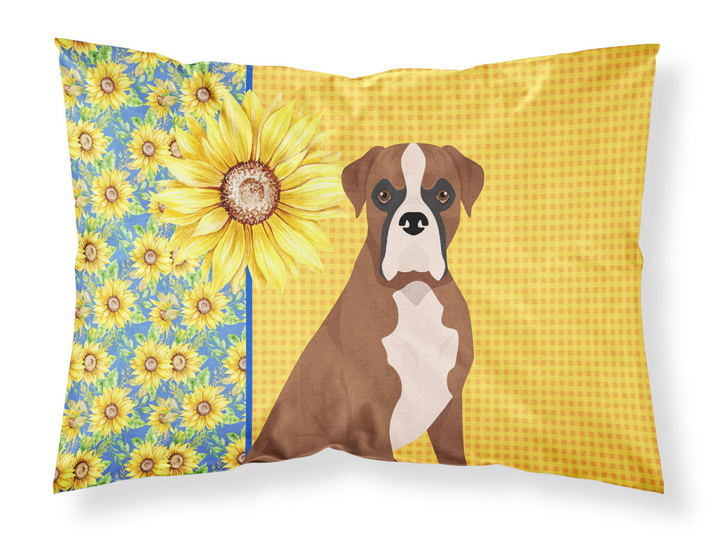 Summer Sunflowers Natural Eared Red Fawn Boxer Standard Pillowcase Lightweight Super Soft Easy Care Decorative Artwork Pillowcase, Standard