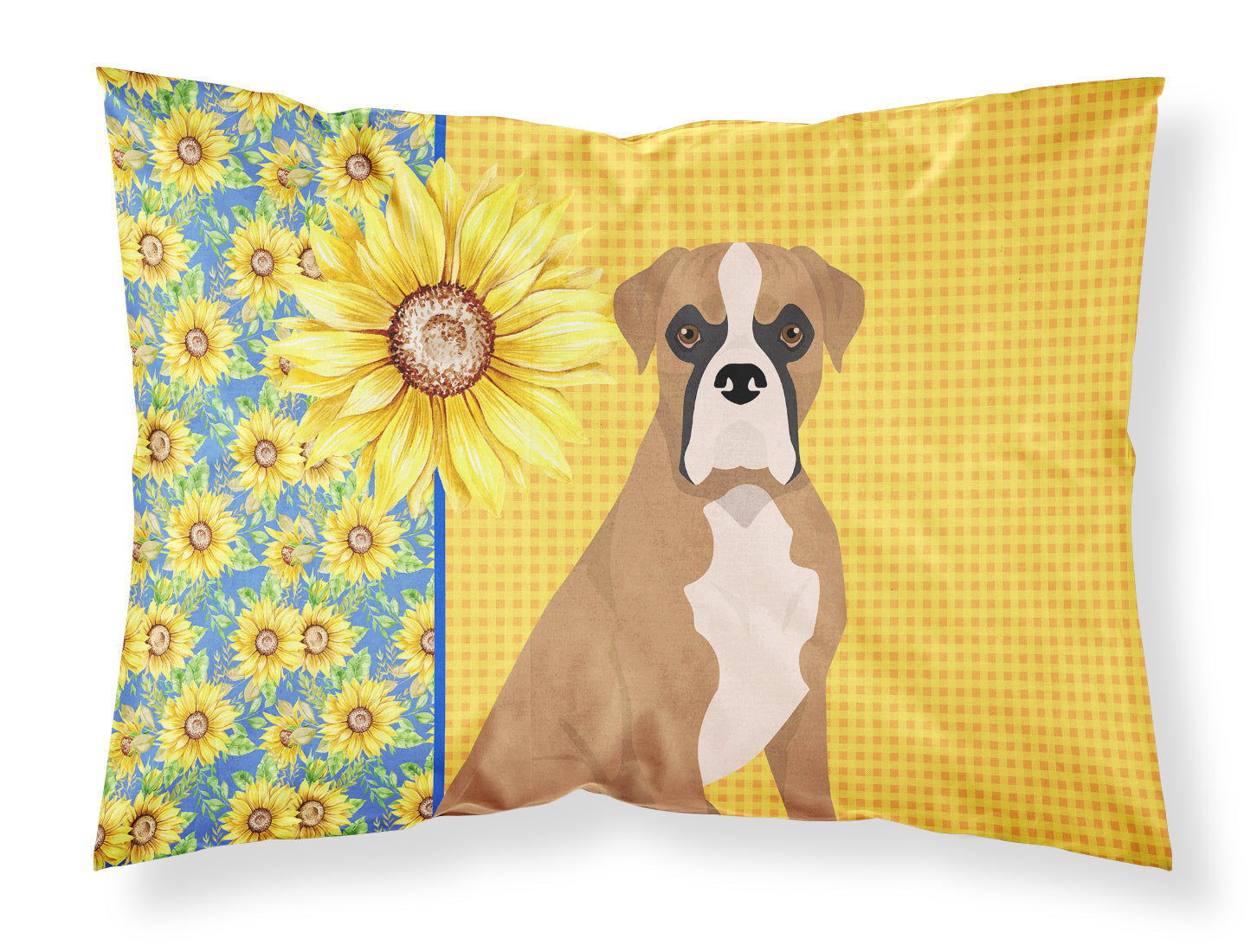 Summer Sunflowers Natural Eared Fawn Boxer Standard Pillowcase Lightweight Super Soft Easy Care Decorative Artwork Pillowcase, Standard