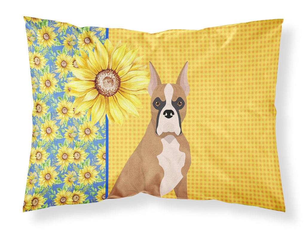 Summer Sunflowers Fawn Boxer Standard Pillowcase Lightweight Super Soft Easy Care Decorative Artwork Pillowcase, Standard