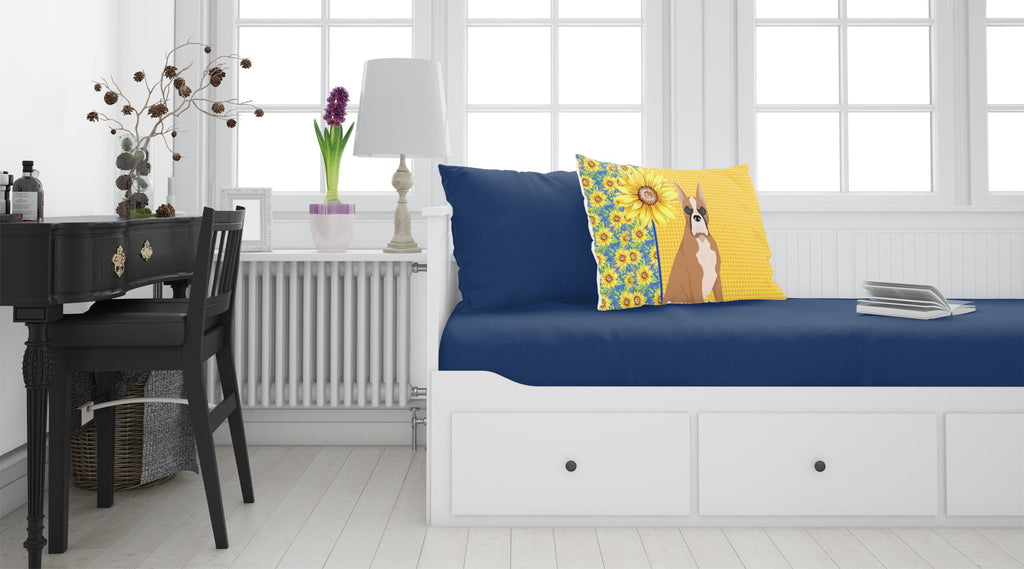 Summer Sunflowers Fawn Boxer Standard Pillowcase Lightweight Super Soft Easy Care Decorative Artwork Pillowcase, Standard