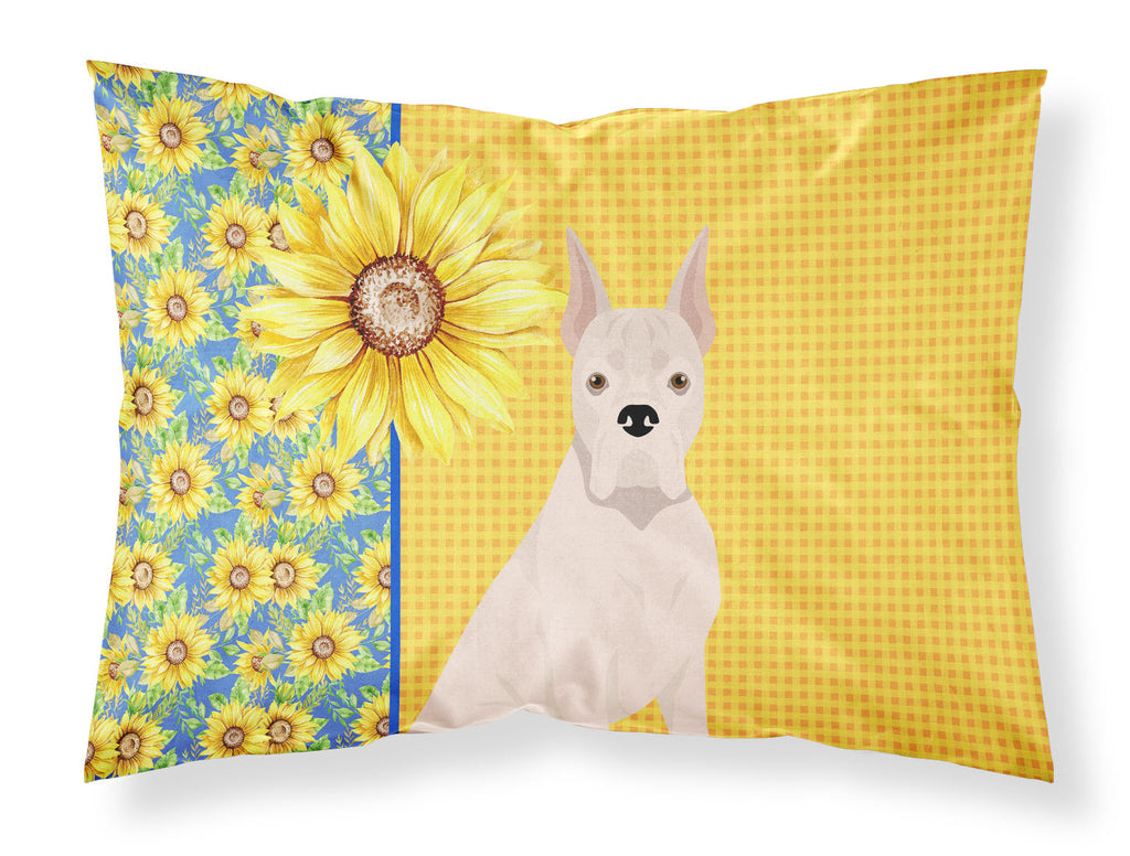 Summer Sunflowers White Boxer Standard Pillowcase Lightweight Super Soft Easy Care Decorative Artwork Pillowcase, Standard