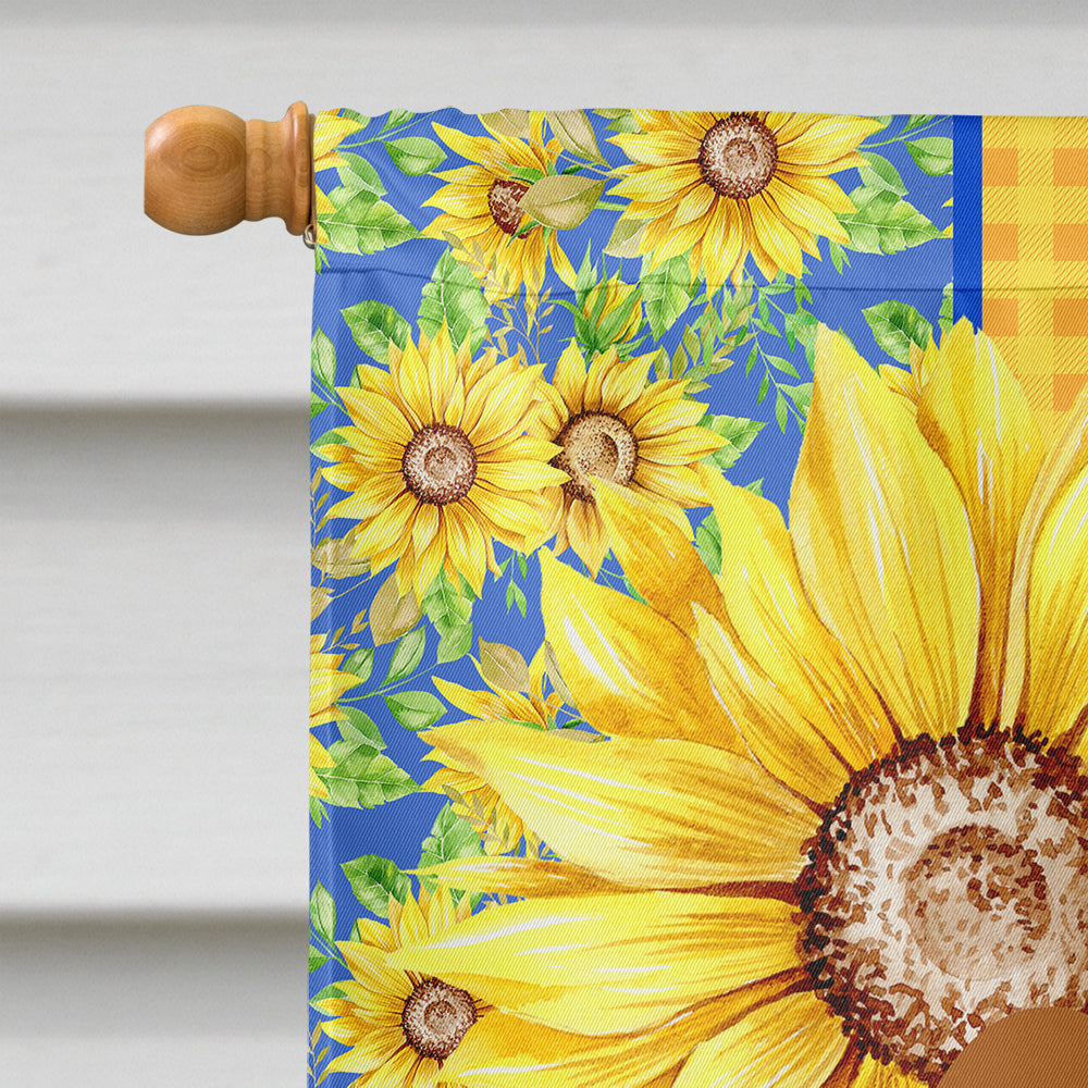 Summer Sunflowers Blenheim Cavalier Spaniel House Flag 28x40 Porch Sleeve Pole Decorative Outside Yard Banner Artwork Wall Hanging, Polyester