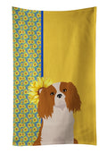 Summer Sunflowers Blenheim Cavalier Spaniel Kitchen Towel Velour Plush Front and Cotton Loop Back Machine Washable
