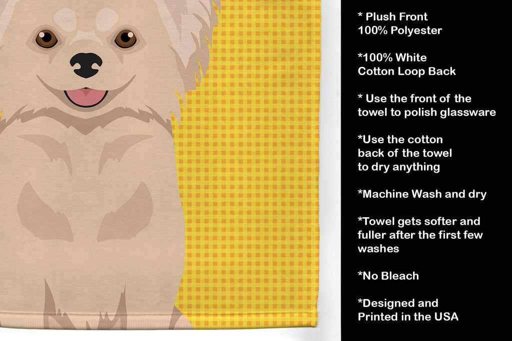Summer Sunflowers Longhaired Cream Chihuahua Kitchen Towel Velour Plush Front and Cotton Loop Back Machine Washable