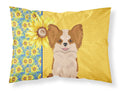 Summer Sunflowers Longhaired Red and White Chihuahua Standard Pillowcase Lightweight Super Soft Easy Care Decorative Artwork Pillowcase, Standard