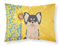 Summer Sunflowers Longhaired Black and White Chihuahua Standard Pillowcase Lightweight Super Soft Easy Care Decorative Artwork Pillowcase, Standard