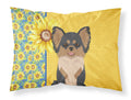 Summer Sunflowers Longhaired Black and Tan Chihuahua Standard Pillowcase Lightweight Super Soft Easy Care Decorative Artwork Pillowcase, Standard