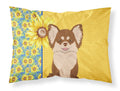 Summer Sunflowers Longhaired Chocolate and White Chihuahua Standard Pillowcase Lightweight Super Soft Easy Care Decorative Artwork Pillowcase, Standard