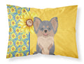 Summer Sunflowers Longhaired Blue and Tan Chihuahua Standard Pillowcase Lightweight Super Soft Easy Care Decorative Artwork Pillowcase, Standard